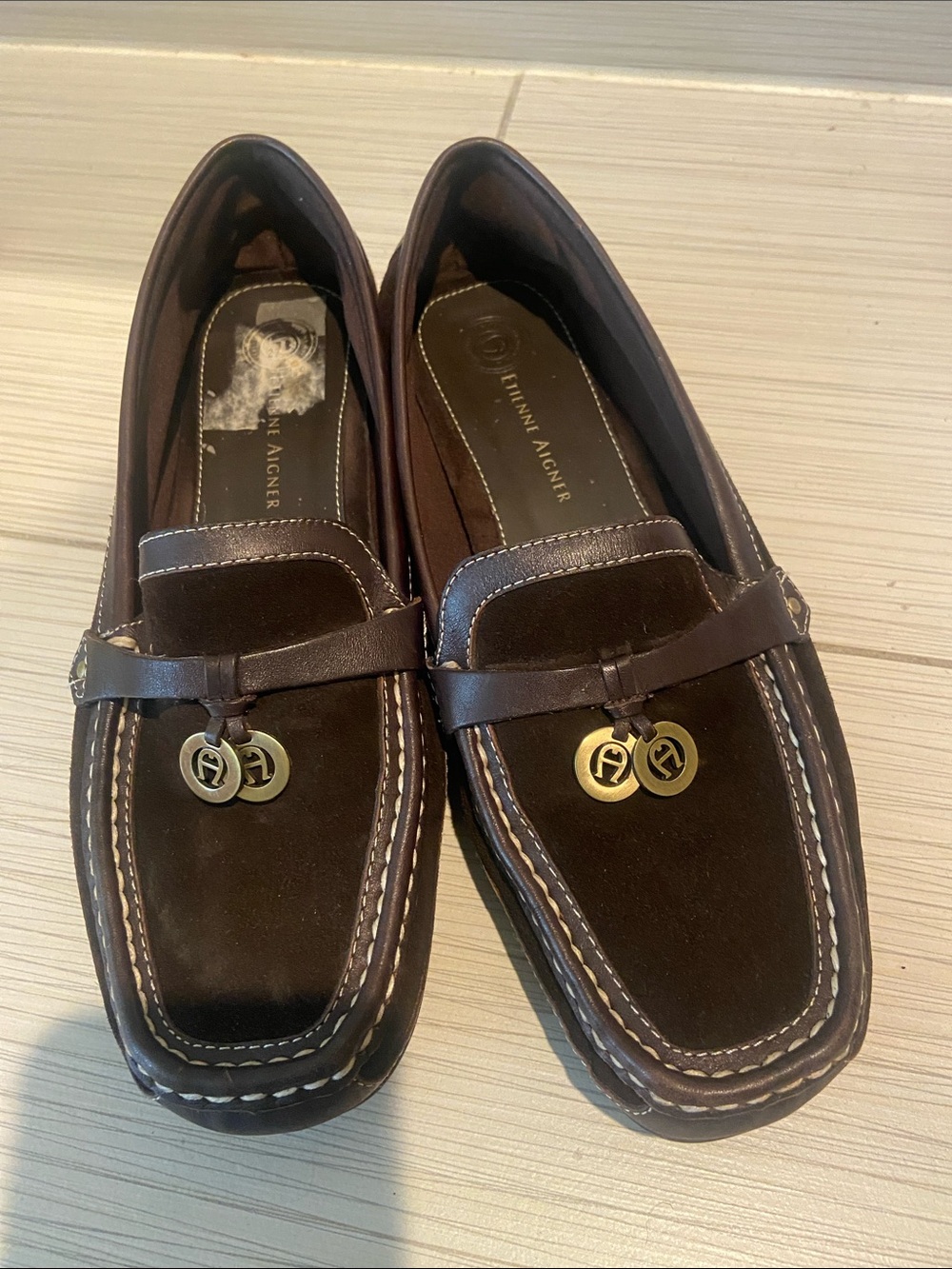 ETIENNE AIGNER BROWN SUEDE LEATHER LOAFER DRIVING SLIP ON EQUESTRIAN 9.5